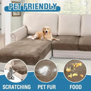H.VERSAILTEX Velvet Stretch Sectional Couch Covers 4 Pieces Sofa Seat Cushion Covers L Shape Separate Couch Cover for Both Left/Right Sectional Couch (Large Sofa 3 Seater + 1 Chaise, Mocha) by CozyNest Decor