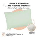 KeaBabies Toddler Pillow with Pillowcase, Jumbo 14X20 - Soft Organic Cotton Toddler Pillows for Sleeping - Machine Washable - Perfect for Travel, Toddler Bed Set (Sage) by TinyTreasures Baby Boutique