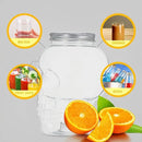 VOSAREA 4pcs Halloween Beverage Bottles Clear Skull Shaped Jar Cups 800ml Plastic Drink Bottles with Screw Straw Hole Lid Party Water Tumbler Skull Beverage Juice Mug by CozyNest Decor