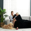 Cozy Bliss Faux Fur Throw Blanket for Couch, Cozy Warm Plush Striped Blanket for Sofa Bedroom Living Room,50 * 60 Inches Black by CozyNest Decor