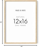 HAUS AND HUES Beige Oak Wood 12x16 Picture Frame - Modern Wood Wall Art Display - Lightweight 12x16 Frame for Art Prints, Photos, Posters - Ready-to-Hang Vertically & Horizontally by CozyNest Decor