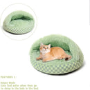 Cat Bed Hooded Plush Nest with Self-Warming Cozy Cave, Calming Anti-Anxiety Pet Bed for Indoor Cats & Small Dogs, Removable Washable Cover & Waterproof Bottom - Green by CozyNest Decor