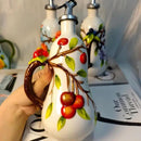 18.26oz/540ml Ceramics Olive Oil Dispenser Bottle,Hand Painted Reliefs Oil Dispenser for Kitchen,Oil Bottles for Kitchen (Cherry) by CozyNest Decor