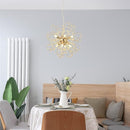 Modern Gold Chandelier Crystals, Sputnik Sunflower Beaded Hanging Lamp, Small Dandelion Pendant Light Fixtures for Kitchen Island Dining Room Bedroom Entryway (Gold 8Lights) by CozyNest Decor