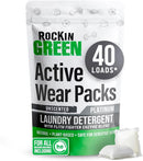 Rockin' Green Laundry Detergent Pods, Plant-based, All Natural, Vegan & Biodegradable Odor Fighter, Safe for Sensitive Skin (Unscented, Active Wear 40 Pods) by TinyTreasures Baby Boutique