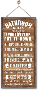 Rustic Western Bathroom Decor - Funny Wall Signs, Farmhouse Country Rules Wall Decor I1 by CozyNest Decor