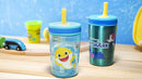 Zak Designs Baby Shark Kelso Tumbler Set, Leak-Proof Screw-On Lid with Straw, Bundle for Kids Includes Plastic and Stainless Steel Cups with Bonus Sipper (3pc Set, Non-BPA)15 fl oz. by TinyTreasures Baby Boutique