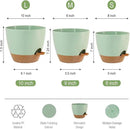 10/9/8 inch Self Watering Pots, Set of 3 Plastic Planters with Mesh Drainage Holes and Deep Reservoir for Indoor Outdoor Garden Plants and Flowers, Green with Brown by GreenHaven Gardens