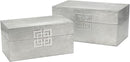 Galt International Storage Box Set Decorative Storage Box w/Hinged Lid Classic Design Wood Decor Boxes with Geometric Clasp Storage for Bedroom & Home - Set of 2 (Silver) by CozyNest Decor