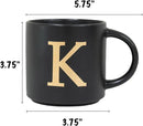 COLLECTIVE HOME - Monogram Ceramic Mugs, 15 oz Golden Initial Black Coffee Cups, Elegant Alphabet Tea Mugs, Elegant Personalized Mug with Gift Box, Unique Mug with Double Side Capital Lette (K) by CozyNest Decor