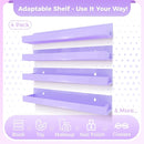 4 Pack 15 Inch Purple Acrylic Shelves, Kids Floating Bookshelf for Kids Room, Modern Nail Polish Rack Sunglasses Essential Oil Picture Ledge Display Toy Storage Wall Shelf by TinyTreasures Baby Boutique
