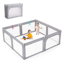 Foldable Baby Playpen, Shape & Size Adjustable Playpen for Toddler, 79x71 Large Play Pens Safety Mesh Foldable Playard for Babies, Portable Baby Fence Play Area Kids Play Pen, Grey by TinyTreasures Baby Boutique