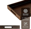 Koppen Acacia Wood Serving Tray with Handles, 17" x 13.86", Large Wooden Platter for Breakfast, Ottoman Tray for Party, Snacks, Fruit, Coffee Table, Living Room, Sofa, Bed, Outdoor by CozyNest Decor