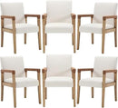 Mid Century Modern Dining Chairs Set of 6 Linen Fabric Upholstered Living Room Side Chair, Kitchen Arm Chair with Solid Wood Legs for Home Kitchen & Restaurant, Linen White by CozyNest Decor