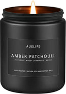 Amber & Patchouli Candle | Candles for Men - Scented Candles for Home, Gifts for Men - Soy Candle for Home Scented, Aromatherapy Manly Gift - 7oz Black Jar by CozyNest Decor
