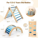 Pikler Triangle Set with Cushion, 8-in-1 Toddler Climbing Toys Indoor, Wooden Montessori Climbing Set with Arch Ramp,Ladder&Tent Cloth, Baby Indoor Climber Jungle Gyms for Toddlers Toy, Blue by TinyTreasures Baby Boutique