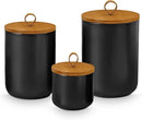 Canister Sets for Kitchen,Ceramic Kitchen Canisters for Countertop with Airtight Wood Lids for Serving Ground Coffee, Tea, Spice, Grains, Sugar, Salt (Black Pack of 3 (8.7/27/44 Oz)) by CozyNest Decor