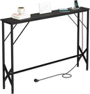47.2'' Console Table, Skinny Entryway Table with Fast-Charging Station, Narrow Long Sofa Table, Behind Slim Couch Table for Entrance, Hallway, Living Room Decor ST-BK120-1 by CozyNest Decor