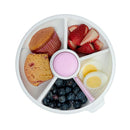 GoBe Kids Large Snack Spinner Slide Bundle with Hand Strap and Sticker Sheet - Reusable Snack Container with 4 Compartment Dispenser and Lid | BPA/PVC Free | Dishwasher Safe | No Spill - Taro Purple by TinyTreasures Baby Boutique