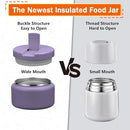 13.5oz Kids Thermos for Hot Food, Insulated Vacuum Food Jar with Buckle Lid, Stainless Steel Wide Mouth Leak Proof Insulated Lunch Container for School Picnic Travel,Purple by TinyTreasures Baby Boutique