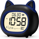 Kids Alarm Clock with Night Light for Kids, Small Digital Alarm Clocks for Bedrooms, Routine Builder, Cute Cat Alarm Clock with Sleep Training, Snooze, 12/24H, Date & Day, Temperature, USB Port by TinyTreasures Baby Boutique
