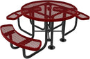 Coated Outdoor Furniture Heavy-Duty Portable ADA-Compliant Outdoor Picnic Table with Umbrella Hole, Expanded Metal Patio Dining Furniture Made in America (46" Round Top, Textured Burgundy) by GreenHaven Gardens