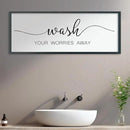 LuZhiQiang Wash Your Worries Away Sign Bathroom Wall Art Decor 40"×15" Large Wood Framed Laundry Room Funny And Artwork Wall Hanging (Black) by CozyNest Decor