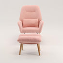 Boucle Rocking Chair with Ottoman and Pillow, Sherpa Furry Accent Arm Chair Lounger, Teddy Fabric Glider Rocker Chair for Living Room/Bedroom/Nursery, High Back, Pink by TinyTreasures Baby Boutique