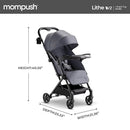Mompush Lithe V2 Lightweight Travel Stroller, Compact Foldable Baby Stroller with Travel Bag, One-Hand Fold Stroller, Snack Tray, Mechanical Recline Seat, Airplane-Ready, Organizer & Rain Cover by TinyTreasures Baby Boutique