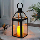 JHY DESIGN Black Decorative Lanterns 16“H Decorative Candle Lantern with Tempered Glass for Indoor Outdoor Events Parities and Weddings by CozyNest Decor