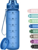 32oz Motivational Water Bottles with Time Marker & Fruit Strainer, Transparent Gradient Color Water Bottle with Times to Drink, Leakproof & BPA Free, Reusable Bottle with Strap (No Straw) by CozyNest Decor