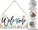 Welcome Decor Sign, Hanging Wood Sign Home Decorative, Printed Wood Wall Art Sign, Ocean Style Welcome Sign, Porch Decor, Farmhouse Front Door Wall Art Sign, Beach House Home Decor Sign 12 * 6inch by CozyNest Decor