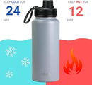 DRINCO Stainless Steel Water Bottle Spout Lid Vacuum Insulated Double Wall Water Bottle Wide Mouth (40oz 32oz 22oz 18oz 14oz) Leak Proof Keeps Cold or Hot (32 oz, 32oz Asphalt Gray) by CozyNest Decor