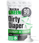 Rockin' Green Laundry Detergent, Plant based, All Natural Laundry Detergent Powder, Vegan and Biodegradable Odor Fighter, Safe for Sensitive Skin (Baby Cloth Diaper 90 Loads Unscented) by TinyTreasures Baby Boutique