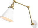 JONATHAN Y JYL7462B Rover 7" Classic Industrial Metal Adjustable Arm LED Wall Sconce, White/Brass Gold for Bedroom, Bathroom, Vanity by CozyNest Decor