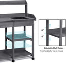 Yaheetech Outdoor Potting Bench Table Potters Benches Garden Workstation for Horticulture with Drawer/Adjustable Shelf Rack/Removable Sink/Hooks/Pads, Gray by GreenHaven Gardens