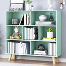 IOTXY Wooden Open Shelf Bookcase - 3-Tier Floor Standing Display Cabinet Rack with Legs, 7 Cubes Bookshelf, Tiffany-Green by CozyNest Decor