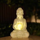 Buddha Garden Statue with Solar Light, Solar Meditating Garden Buddha with Cracked Glass Ball Sculpture-Indoor/Outdoor Decor for Balcony,Garden,Patio,Porch Yard Art Ornament,Gift by GreenHaven Gardens