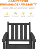 HDPE Patio Dining Set, 5-Piece Outdoor Table and Chairs with Umbrella Hole, Modern Outdoor Dining Set for 4, HDPE Outdoor Patio Furniture Dining Sets for Deck, Poolside, Porch, Obsidian by CozyNest Decor