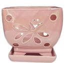 Orchid Pots with Holes Square Ceramic Orchid Planter Pots 5.5 inch (Pink) by GreenHaven Gardens