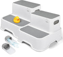 Toddler Step Stool for Bathroom Sink, 2-Pack Kids Toilet Potty Step Stools, Heavy Duty Baby Child Stepping Stool with Handle for Toddlers Kitchen Counter Bedroom Nursery Room (White) by TinyTreasures Baby Boutique