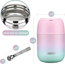 17 oz Insulated Lunch Containers Hot Food Jar, Wide Mouth Lunch Thermo for Kids Adults, Vacuum Stainless Steel Lunch Box With Handle Folding Spoon for School, Office (Blue-Pink) by TinyTreasures Baby Boutique