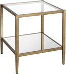 Henn&Hart 20" Wide Square Side Table with Mirror Shelf in Brass, Table for Living Room, Bedroom by CozyNest Decor