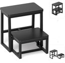 Step Stool for Adults,Holds up to 500Lb,3 in1 Heavy Duty Sturdy Two Step Stool for Kichen/Bathroom/High beds, Wooden&Metal Frame, Non-Slip Pads by TinyTreasures Baby Boutique