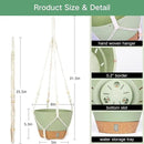 QCQHDU 2 Pack Hanging Planters for Indoor Plants, Outdoor Hanging Baskets, Self Watering Pots with Drainage Holes & Removable Tray (Green, 8 inch, Macrame Hanger) by GreenHaven Gardens