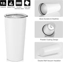 VEGOND 20oz Tumbler Bulk with Lid and Straw 12 Pack, Stainless Steel Vacuum Insulated Tumbler, Double Wall Coffee Cup Travel Mug, White by TinyTreasures Baby Boutique