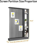 Wall Room Divider, Storage Cabinet Storage Display with Shelves, Modern Freestanding Wood Room Divider Screen, Wall Privacy Screens for Home Decorative (Grey+Black,47" L x 9.5" W x 79.5" H) by CozyNest Decor