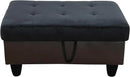 Ottoman Rectangular Storage Ottoman Bench, Flannel Footrest Stool Footstool with Lid for Living Room, Bedroom, Entryway, Dark Blue&Brown, 35"x23.5"x17.5" by CozyNest Decor
