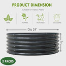 FORTUNO 2 Pcs 2 Ft Round Raised Garden Bed Box Galvanized Metal Outdoor High Flower Bed Steel Patio Ground Planter for Planting Vegetables and Herbs, Dark Grey by GreenHaven Gardens