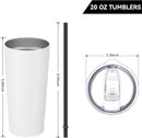 VEGOND 20oz Tumbler Bulk with Lid and Straw 1 Pack, Stainless Steel Vacuum Insulated Tumbler, Double Wall Coffee Cup Travel Mug, White by TinyTreasures Baby Boutique